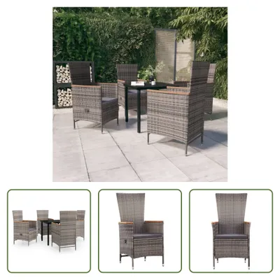 Image de The Living Store Ensemble de jardin 5 pièces avec coussins Gris