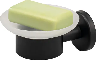 Produktbild von bremermann Bad-Serie PIAZZA BLACK - Seifenschale, Seifenhalter aus Glas und Edelstahl, matt schwarz