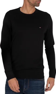 Produktbild von Tommy Hilfiger Herren Baumwolle-Silk Check Knit, Schwarz L