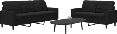 Produktbild von 2-tlg. Sofagarnitur mit Kissen Schwarz Samt, Schlafsofas 2024 Neu