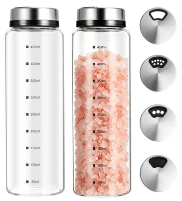 Produktbild von Salzstreuer - 2 Stück 500ml mit Drehdeckel und 4 Streuöffnungen - Gewürzgläser aus Borosilikatglas für Küche und Grillen