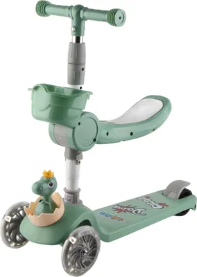 Immagine prodotto di Monopattino 3 in 1 per bambini, pieghevole, regolabile in altezza, con ruote, con sedile per bambini e bambine, verde