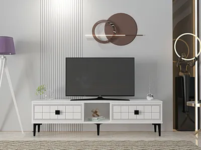 Produktbild von Skye Decor, Hochwertiger TV-Ständer (3 Stück), Weiß, 150 x 41 x 30 | 100% Melamin