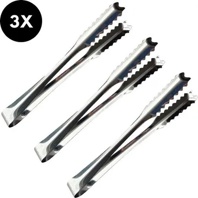 Produktbild von Ultiluxe Küchentänger - 3 Stück - Edelstahl - Hitzebeständig - Servierzange - Bonbonzange - 15,3 cm