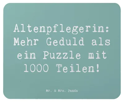 Produktbild von Mr. & Mrs. Panda Mauspad Spruch Altenpflegerin Geduld - Meeresbrise - Geschenk, Geschenke mit Herz, laptop, Beruf, Wertschätzung, pc mousepad, Liebe, Berufsgestaltung