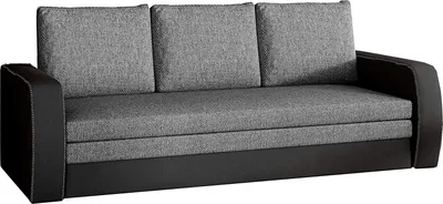 Produktbild von Sofa mit Schlaffunktion und Bettkasten, Couch für Wohnzimmer, Schlafsofa Federkern Sofagarnitur Polstersofa Wohnlandschaft mit Bettfunktion - SYLVIANO (Dunkelgrau+Schwarz(Sawana 05+Soft 11))