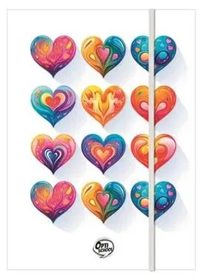 Doska s gumičkou, kartón, A4, OPTISCHOOL "Love"