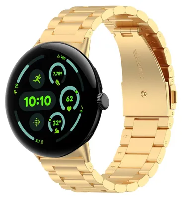 Produktbild von Edelstahl Armband für Google Pixel Watch 4 / 3 45mm Three Beads Design Gold