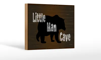 Produktbild von Holzschild Spruch 20x30 cm little man cave Bär Deko Schild