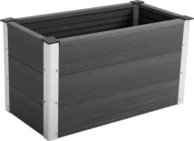 Image de Outsunny Bac à fleurs surélevé en aluminium, bac à fleurs, résistant aux intempéries, sans fond, 100x50x55,5cm pour terrasse, balcon, bac à fleurs pour fleurs, plantes, Gris