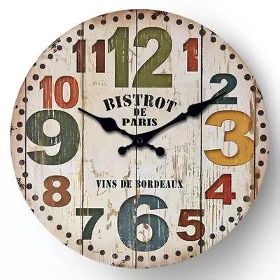 Image de Horloge murale en MDF avec chiffres arabes, sans verre, idéale pour le salon et la chambre