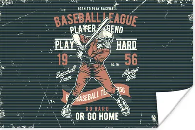 Produktbild von MuchoWow® Poster Jahrgang - Skelett - Baseball 120x80 cm - Bilder