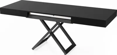 Produktbild von Couchtisch Höhenverstellbar und Ausziehbar Cavetta U - Wohnzimmertisch Esstisch Multifunktionstisch mit Schwarzem Metallgestell 120-200/80/27-76 cm Schwarz