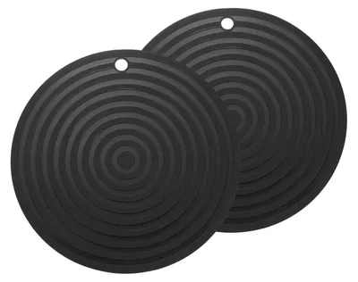 Produktbild von Silikon-Untersetzer 2 Stück Hitzebeständig Rund Schwarz 23,6 cm
