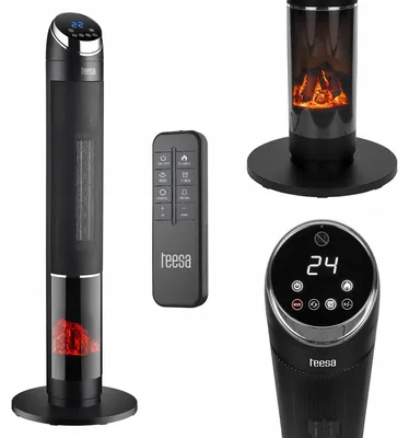 Produktbild von Teesa TSA9017 Elektrischer Standheizkörper mit Flammeneffekt, 2000 W, Fernbedienung