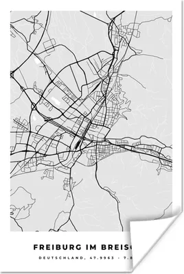 Produktbild von MuchoWow® Poster Stadtplan - Deutschland - Karte - Freiburg im Breisgau 40x60 cm - Plakate für die Wand - Poster Babyzimmer