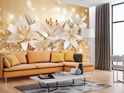 Produktbild von Vlies Fototapete Blumen Lilien 400x280 cm Tapeten Wandtapete XXL gold b-A-0306-a-c