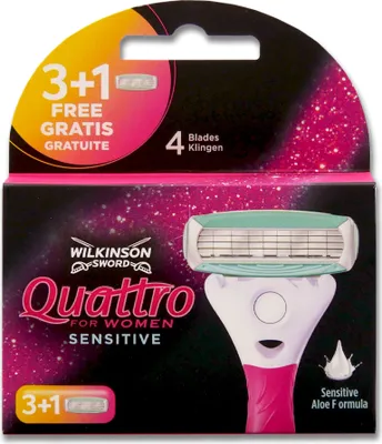 Produktbild von Wilkinson Quattro for Women Sensitive Rasierklingen, 4er Pack x 10