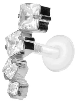 Produktbild von Ohrpiercing, Nasenpiercing PTFE Labret mit Innengewinde + Titan-Aufsatz KRISTALLBOGEN Silber Stablänge: 5mm | Stabstärke: 1,2mm