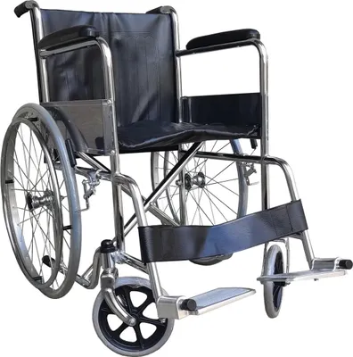 Produktbild von Selbstfahrender klappbarer Stahlrollstuhl mit gepolsterten Armlehnen