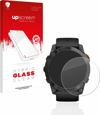 Produktbild von upscreen Schutzglas für Garmin Fenix 7X Pro Solar (51 mm) Schutzfolie Panzer Folie Glas Display Schutz klar