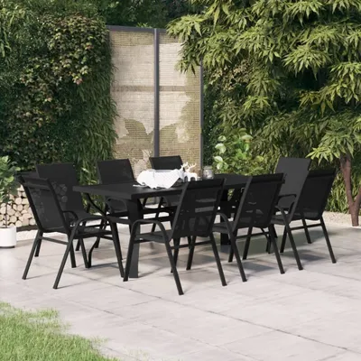 Immagine prodotto di vidaXL set da pranzo da giardino 9 pezzi nero