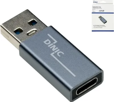 Produktbild von DINIC Adapter, USB A Stecker auf USB C Buchse Alu, space grau