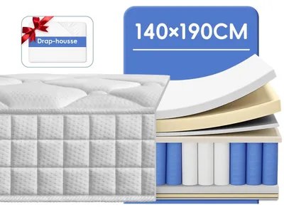 Immagine prodotto di Matras - Materasso a molle insacchettate - Materasso a 7 zone - Materasso singolo - Materasso matrimoniale - 140x190 cm