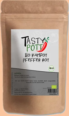 Produktbild von Tasty PottKampot Pfeffer Rot Ganz Nachfüllbeutel 250g