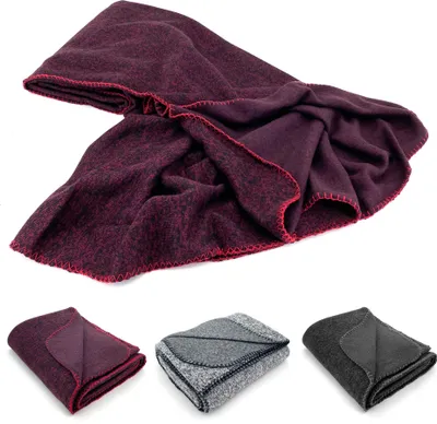 Produktbild von heimtexland ® hochwertige Wohndecke Strick Sofadecke Super Soft Fleece 150x200 Kuscheldecke Typ854 Weinrot meliert