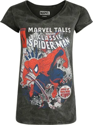 Produktbild von Spider-Man T-Shirt Damen Classic Spider-Man dunkelgrau L