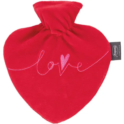 Produktbild von Fashy Herzwärmflasche 0,7 L mit Bezug und Stickerei "love", rot