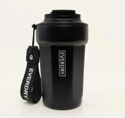 Isolierbecher 420 ml, doppelwandig, auslaufsicher, Edelstahl, schwarz