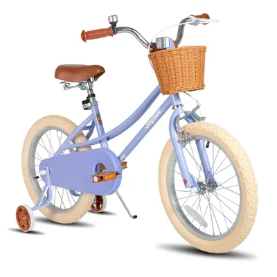 Produktbild von JOYSTAR 12/14/16/18/20 Mädchenfahrrad für 2-13 Jahre alte Kinder, 12" 14" 16" Kinderfahrrad mit Stützrädern & Korb, 20 Zoll mit Ständer, Lila