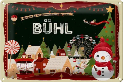 Produktbild von Blechschild Weihnachten Grüße BÜHL Fest 30x20cm