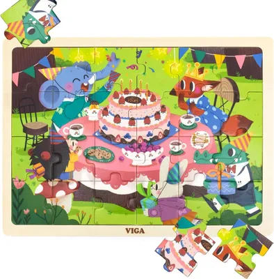 Immagine prodotto di VIGA Puzzle in legno 24 el. Festa di compleanno