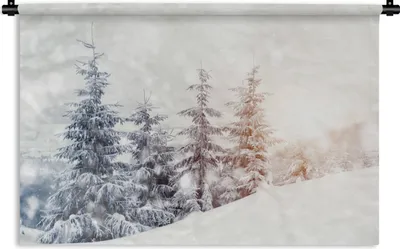 Produktbild von MuchoWow® Wandteppich Wandbehang Baum - Schnee - Winter 60x40 cm Tapisserie Dekoration Wandtuch - Wanddekorationen