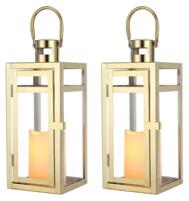 Productafbeelding van Set van 2 RVS Decoratieve Lantaarns voor Buiten