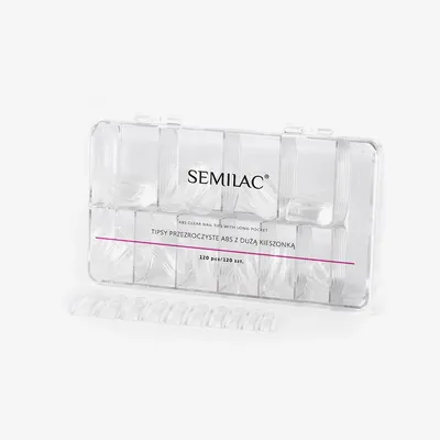 Produktbild von Semilac Nageltips Transparent profiliert 120 Stück mit Kleber für Nagelverlängerung