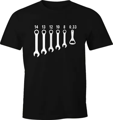 Produktbild von Herren T-Shirt Bieröffner Flaschenöffner Schraubenschlüssel Fun-Shirt Herren Fun-Shirt Moonworks® schwarz XS