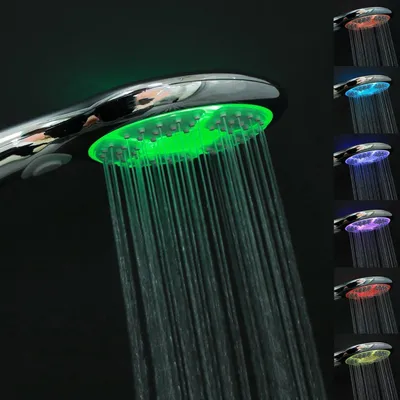 Obrázek produktu pro LED sprchová hlavice, 7 barev, 3 režimy, ruční sprcha, 12,5 cm, napájení vodou, bez baterií