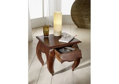 Produktbild von MASSIVMOEBEL24 Nachttisch Akazie 45x45x42 nougat lackiert OPIUM #266