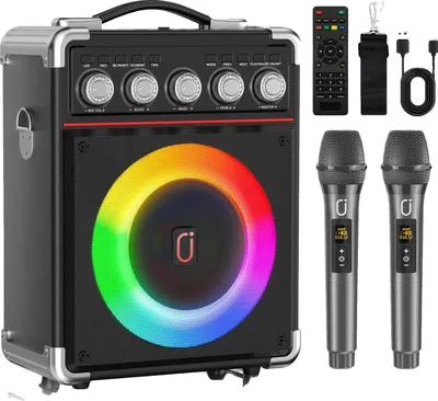 Obrázek produktu pro Přenosný reproduktor Bluetooth, dva bezdrátové mikrofony, doba přehrávání až 24 hodin, TX05