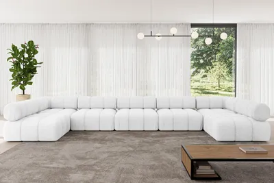 Produktbild von ALTDECOR Modulares Sofa Ecksofa in U-Form - Garvo-U3 - 475x190x70 cm Weiß Corner modular Sofa Eckcouch Couch Wohnlandschaft Cauchsofa Polstersofa