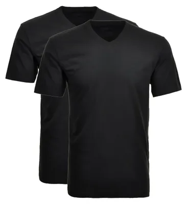 Produktbild von RAGMAN Herren T-Shirt 2er Pack - 1/2 Arm, Unterhemd, V-Neck Schwarz 6XL