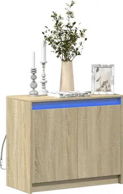 Image de vidaXL LED-Sideboard Chêne Sonoma 72x34x61 cm Matériau dérivé du bois