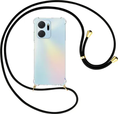 Produktbild von Handykette Backcover-Schutzhülle mit Band (Metall goldfarben) für Honor X7a (6.75'') - schwarz