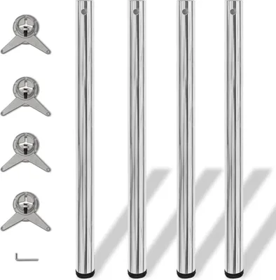 Image de 4x pieds de table réglables en hauteur Pieds de table chromés 870 mm