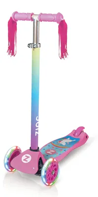 Kinder-Dreirad-Scooter mit Leuchträdern, verstellbar, rosa