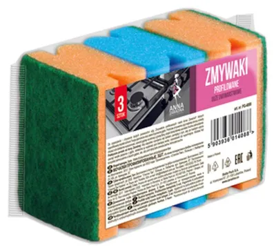 Obrázok produktu pre 3 profilované špongie na umývanie riadu